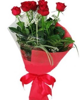 5 adet kırmızı gülden buket  Aydın kaliteli taze ve ucuz çiçekler 