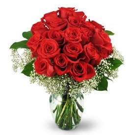 25 adet kırmızı gül cam vazoda  Aydın çiçek , çiçekçi , çiçekçilik 
