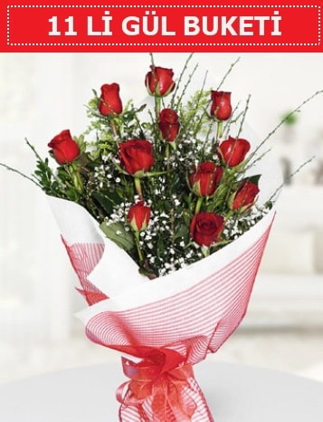 11 adet kırmızı gül buketi Aşk budur  Aydın çiçek gönderme sitemiz güvenlidir 